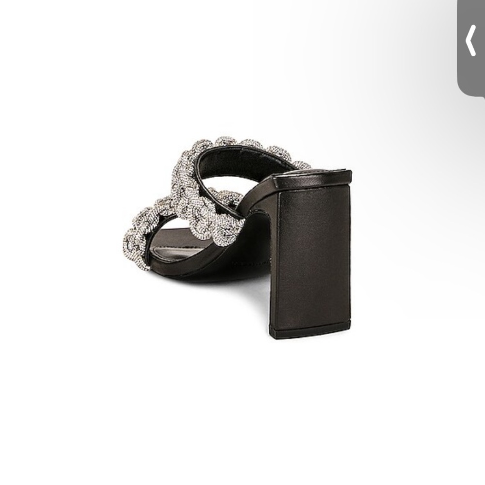 NIB Johnathan Simkhai Black Heeled Slide Sandals with Silver Braided Straps - Picture 3 of 3